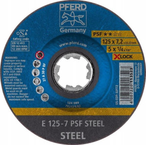 Tarcza do obróbki zgrubnej stali i żeliwa PSF STEEL, X-LOCK PFERD