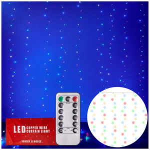 Lampki LED kurtyna druciki ślub wesele 3x3m 300LED multikolor