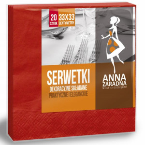 Serwetki trójwarstwowe 33cm x 33cm Czerwone 20szt