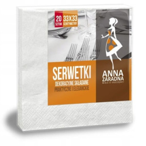 Serwetki trójwarstwowe 33cm x 33cm Białe 20szt