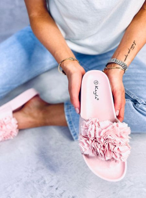 Klapki damskie z kwiatami TRAILLE PINK 36