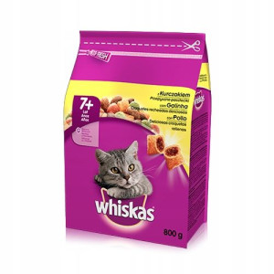 Sucha karma dla kota Whiskas senior 7+  kurczak 0,8kg