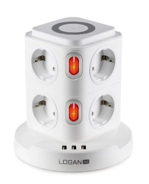 Ładowarka indukcyjna rozdzielacz 2w1 Logan WS8-2. USB. SCHUKO, 2xswitch
