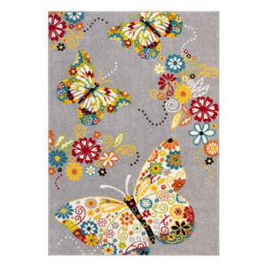Dywan dziecięcy Motylki 577 Szary - 80 x 150