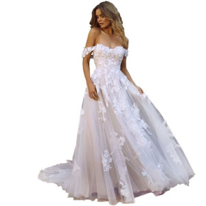 Suknia Ślubna #18 Boho Beż Linia A Rozmiar 34 Xs