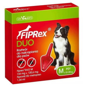 Fiprex Duo M na pchły kleszcze dla Psa 10-20kg