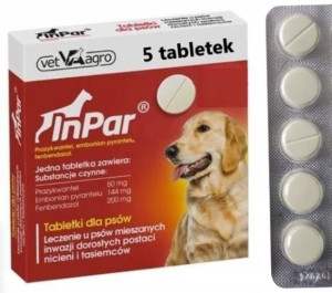 InPar- tabletki odrobaczające dla psa 5 tabletek