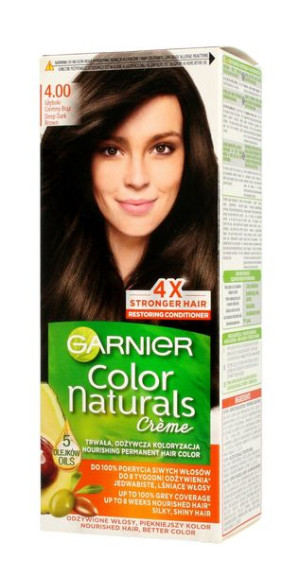 Garnier Color Naturals Krem koloryzujący nr 4.00 Głęboki Ciemny Brąz