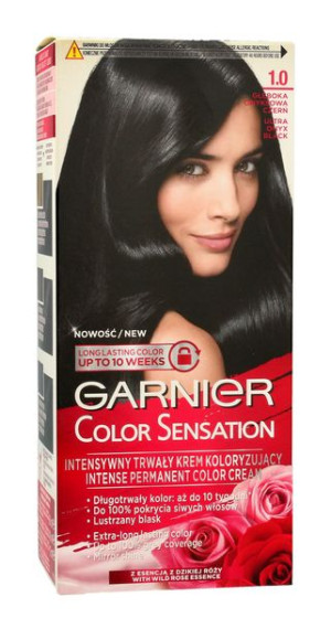 Garnier Krem koloryzujący 1.0 Onyx Black Głęboka onyksowa czerń