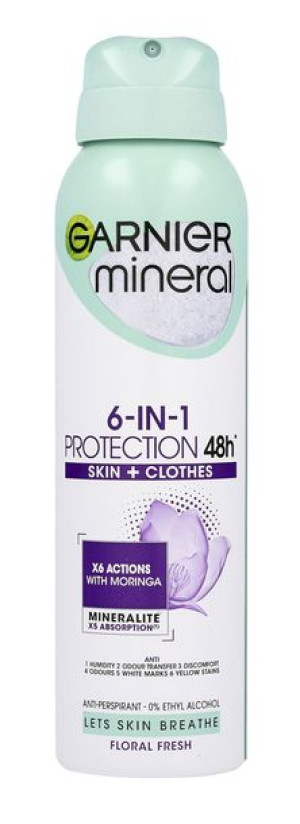 Garnier Dezodorant 6in1 Protection 48h Floral Fresh Skin+Clothes  150ml