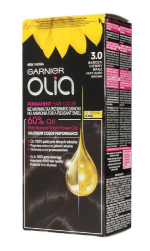 Garnier Olia Farba do włosów nr 3.0 Bardzo Ciemny Brąz