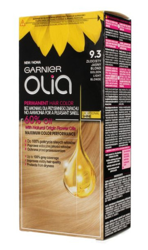 Garnier Olia Farba do włosów nr 9.3 Złocisty Jasny Blond