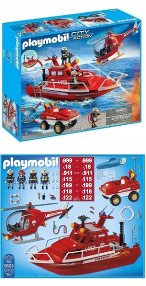 Playmobil Łódź strażacka z helikopterem 9503