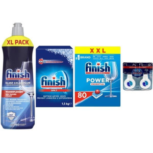 Finish, zestaw do zmywarek, kapsułki, nabłyszczacz, sól, zapach, 1 szt.