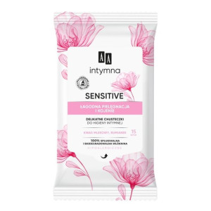 AA Intymna Delikatne Chusteczki do higieny intymnej Sensitive 15szt