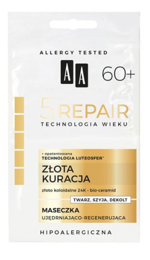 AA 60+ Złota Kuracja Maska ujędrniająco-regenerująca na twarz 4mlx2