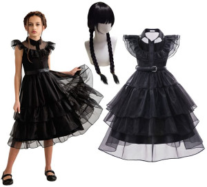 Strój Kostium Sukienka Wednesday Addams Cosplay 104/110