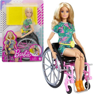 Lalka Barbie na wózku inwalidzkim + rampa