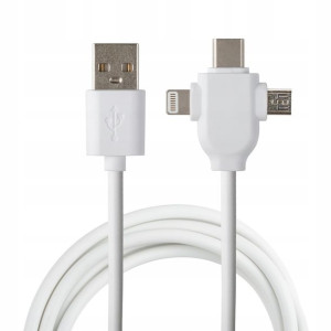 UNIWERSALNY KABEL USB 3w1 microUSB Lightning USB-C