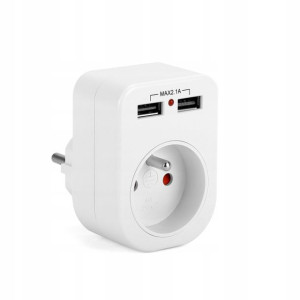 Rozgałęźnik Sieciowy Gniazdo Ładowarka Usb 2.1a