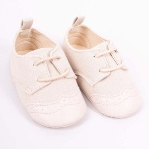 Buty niemowlęce  NIECHODKI beżowe gumki chrzest roczek chłopięce 3-9m 7878