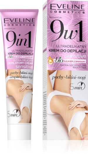Eveline Ultradelikatny Krem do depilacji Sensitive z bio olejkiem 9w1