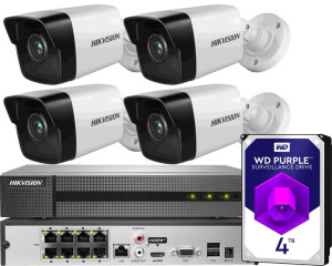 Zestaw monitoringu IP Hikvision 4x kamera PoE 4TB
