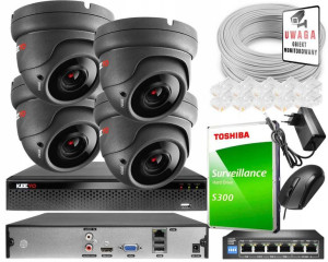 KEEYO Zestaw monitoringu IP KAMERA 2MPX + Dysk 1TB