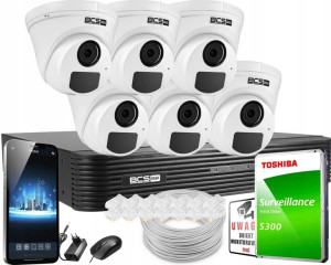 Zestaw monitoringu zewnętrznego BCS 6 kamer 5Mpx
