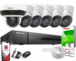 Zestaw monitoringu IP Hikvision 6x Kamera 4Mpx PoE