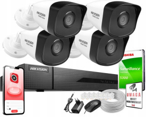 HIKVISION Monitoring IP 4x Kamera FullHD IR30 1TB