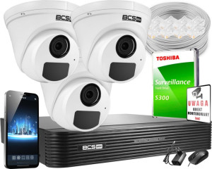 Zestaw monitoringu zewnętrznego BCS 3 kamery 5Mpx
