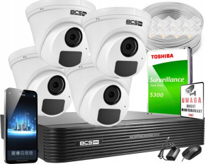 Zestaw kamer IP Wysoka rozdzielczość 5MPx BCS +1TB