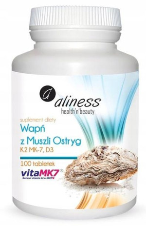 ALINESS Wapń z muszli ostryg z K2 MK7 i D3 x 100