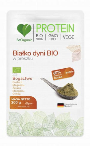 BeOrganic Białko dyni BIO w proszku 200g - 60%