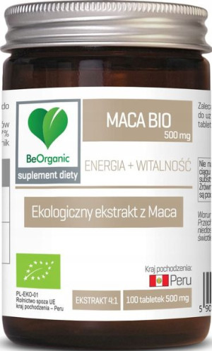 BeOrganic Maca ekstrakt BIO 500 mg x 100 tabletek