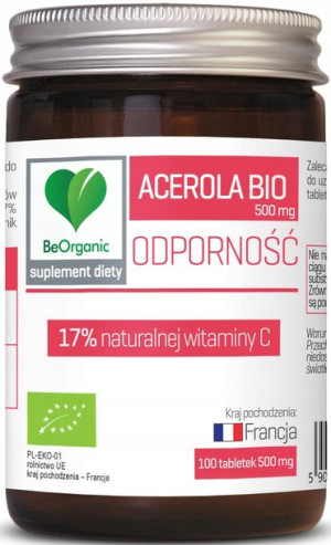 BeOrganic Acerola BIO 17% witaminy C, 500mg x 100