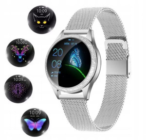 Smartwatch Damski Zegarek Oled Oro Crystal Silver