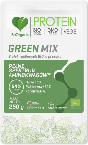 BeOrganic Green MIX białek roślinnych BIO 250 g
