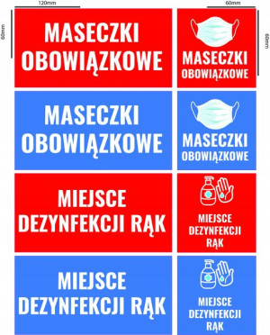 Naklejki MASECZKI oraz DEZYNFEKCJA RĄK zestaw 8szt