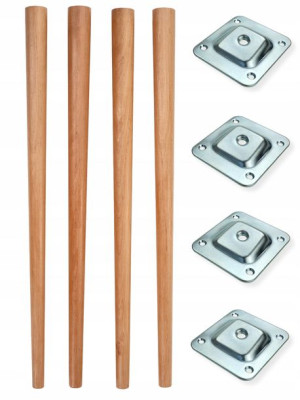 Nogi meblowe do stołu drewniane SUROWE 72cm BUK