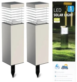 Xxl Duża Lampa Solarna Ogrodowa Wbijana Stal 2Szt.