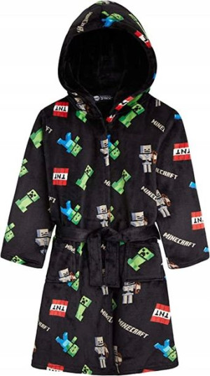 Minecraft POLAROWY SZLAFROK CZARNY 1158-164 cm