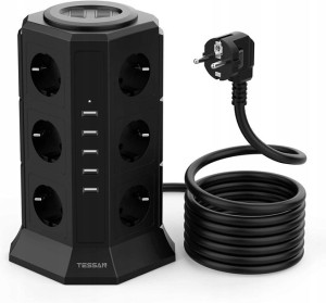 Listwa Zasilająca Pionowa 12 Gniazd + 5 Porty Usb