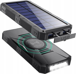 Szybki powerbank 30800mAh z indukcją i panelem sol