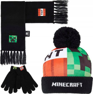 Minecraft zestaw zimowy czapka szal i rękawiczki