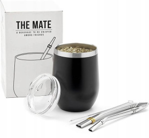BALIBETOV Kubek do Yerba Mate +Słomka CZARNY 335ml