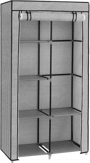 Materiałowa szafa na ubrania SZARA 88x45x168 cm