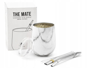 BALIBETOV Kubek do Yerba Mate +Słomka Marmur 335ml