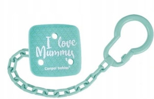 Łańcuszek do smoczka I love Mummy miętowy Canpol